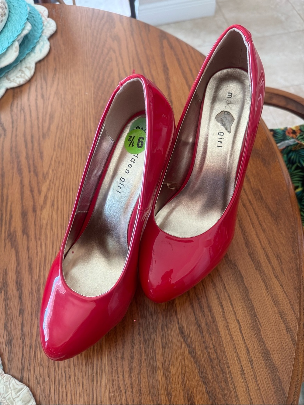Madden Girl Red Patent Almond Toe Pumps